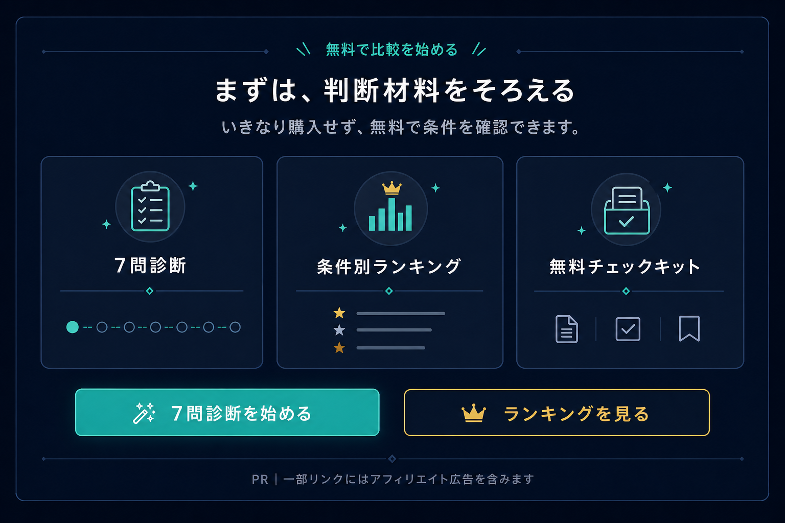 無料で比較を始める。判断材料をそろえる。